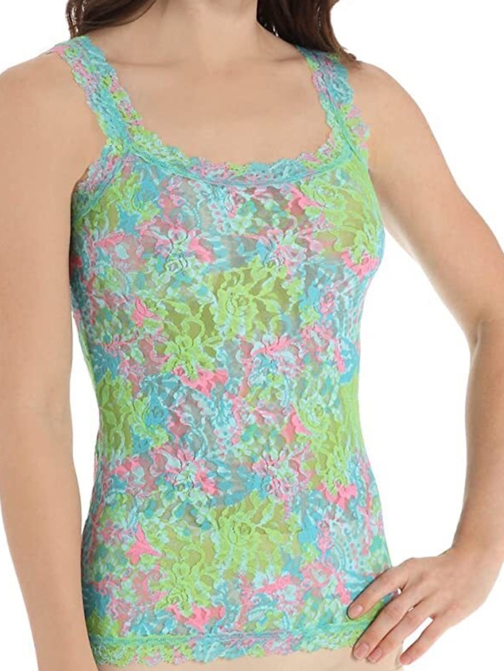 Hanky Panky Lilly Pulitzer Floral Lace Sleep top in Aqua, Lime & Pink XS